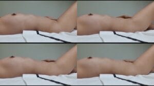 Horny asian girl with dark hard nipples turned on in bed – perky tiny small tits – hand between legs