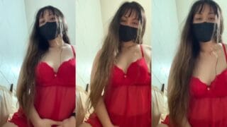 Young amateur caught messing around in her living room