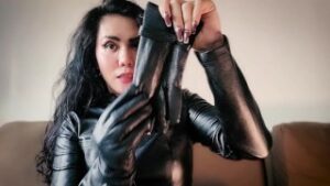 ASMR   LEATHER GLOVES & DRESS