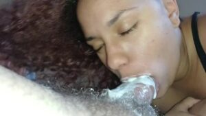 big creampie on bigs lips of the naughty bitch, she suck it popping to the hilt