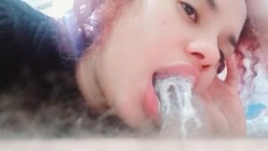 pulsing creampie with the dick inside my open mouth, I looked at the camera to see the cumshot